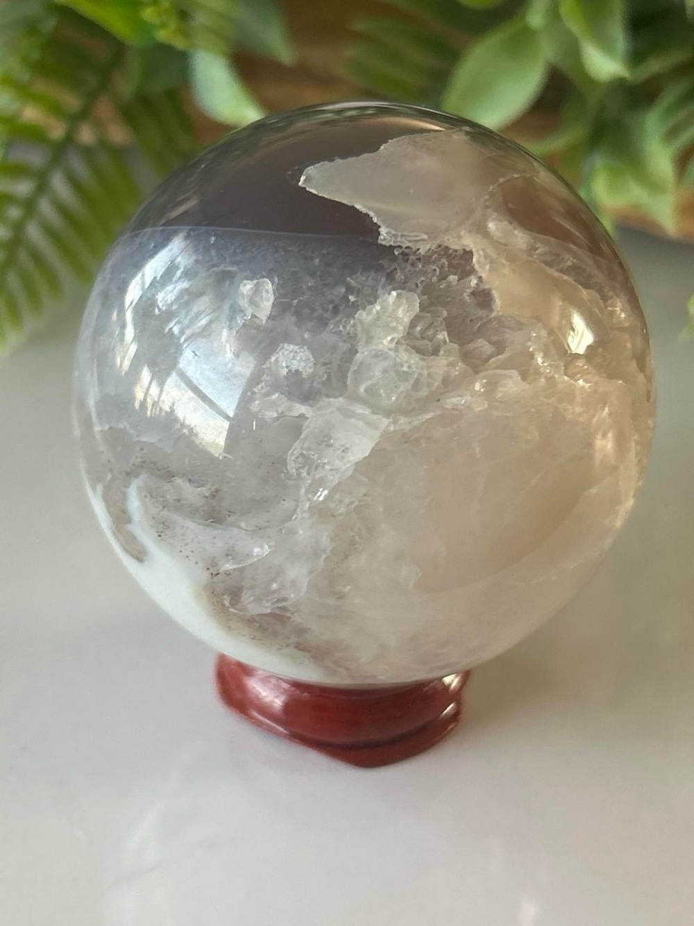 💎 Polished agate quartz w druzy pockets crystal sphere 60mm